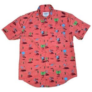 RSVLTS Medium Shirt Men Looney Tunes Short Sleeve Canyon Chase Roadrunner Coyote